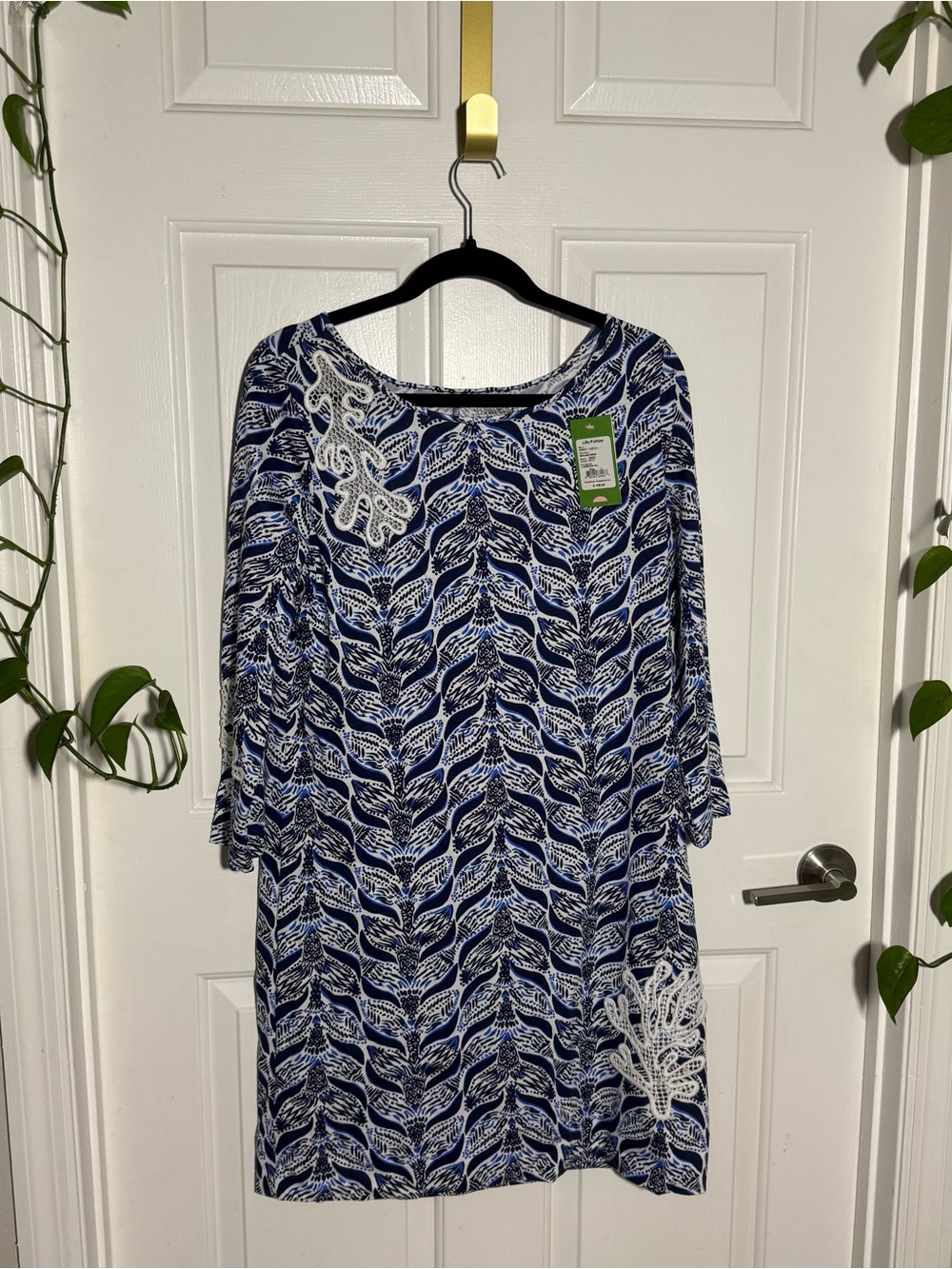NWT Large Lilly Pulitzer A Mermaid's Tail Navy and White Marlowe Shift Dress